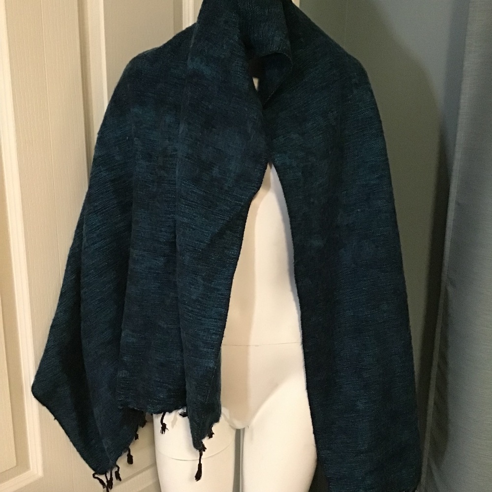 Blue and black winter scarf or wrap